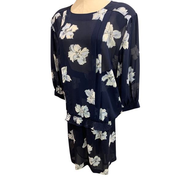 Size 20W Ms Russ Womens 1980s Sheer Skirt Shirt Outfit Navy Blue - Picture 3 of 12